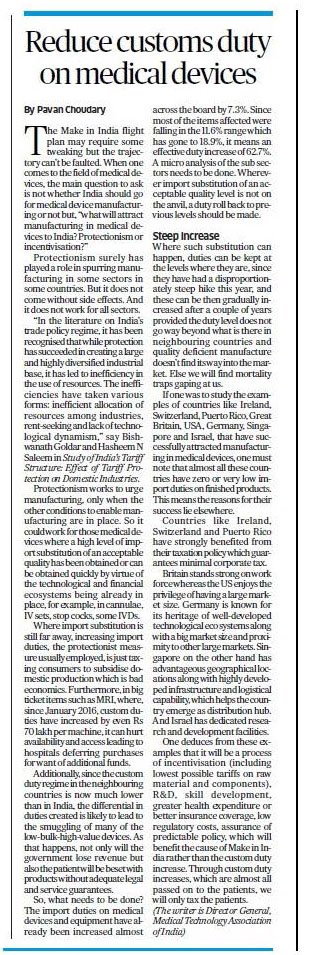 Reduce Customs Duty on Medical Devices